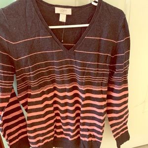 Beautiful peachy grey stripes LOFT sweater🌷